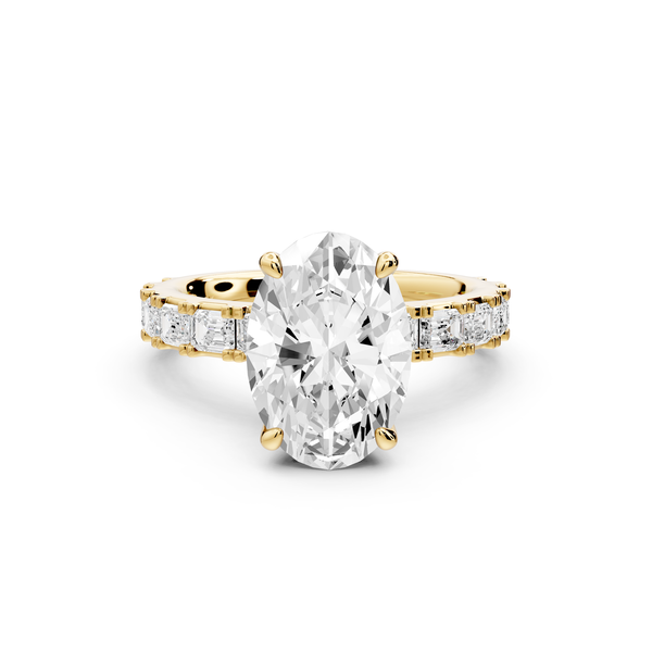 Nadia - 3ct 14k yellow gold oval diamond with east-west emerald cut accent stones engagement ring