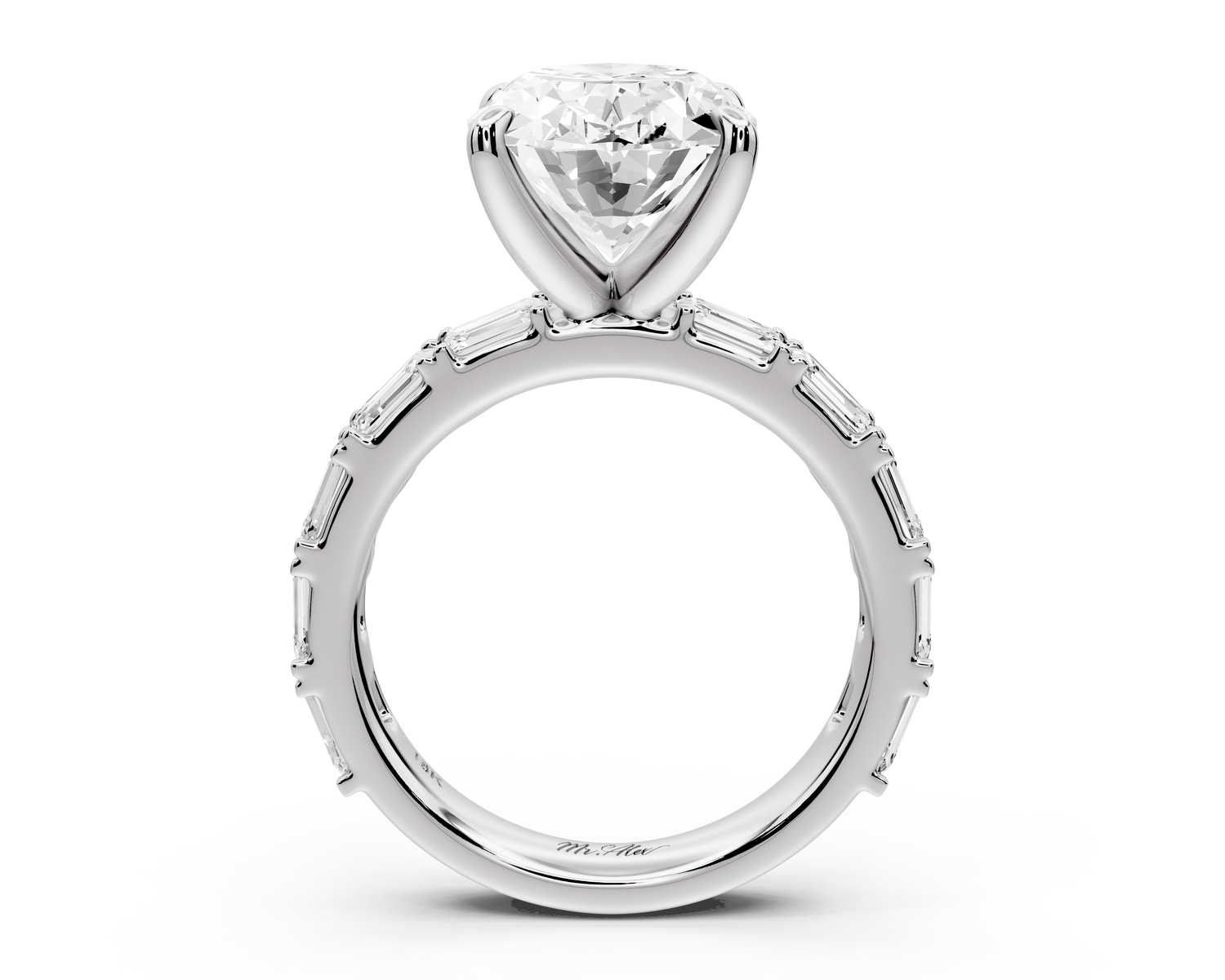Nadia - 4ct 14k white gold oval diamond with east-west emerald cut accent stones engagement ring