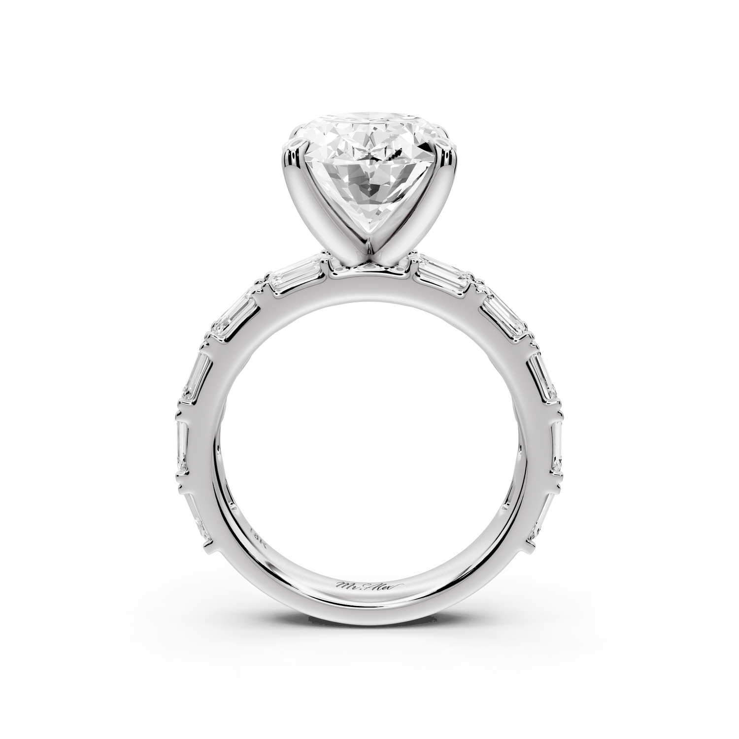 Nadia - 4ct 14k white gold oval diamond with east-west emerald cut accent stones engagement ring