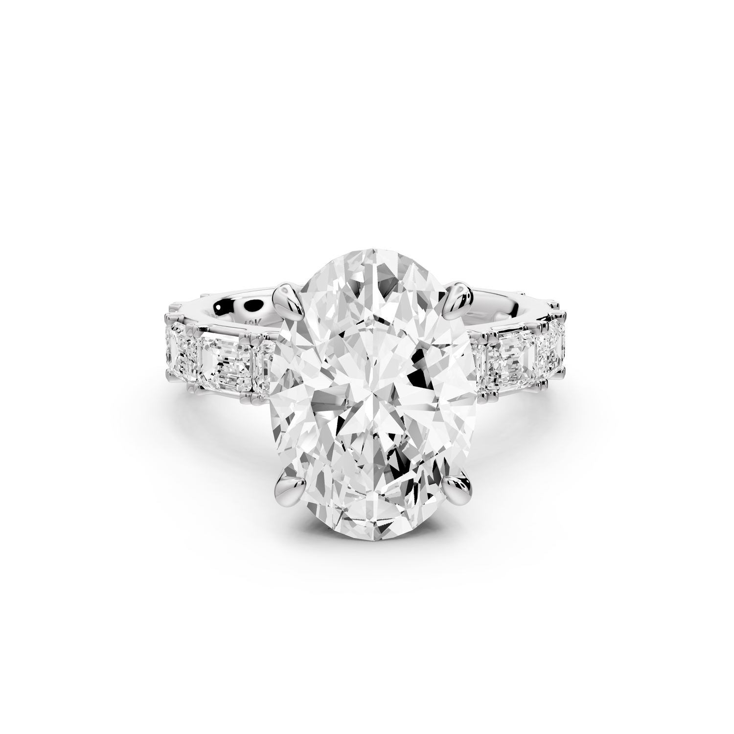 Nadia - 4ct 14k white gold oval diamond with east-west emerald cut accent stones engagement ring