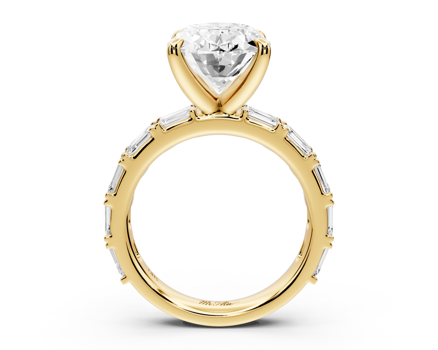 Nadia - 4ct 14k yellow gold oval diamond with east-west emerald cut accent stones engagement ring