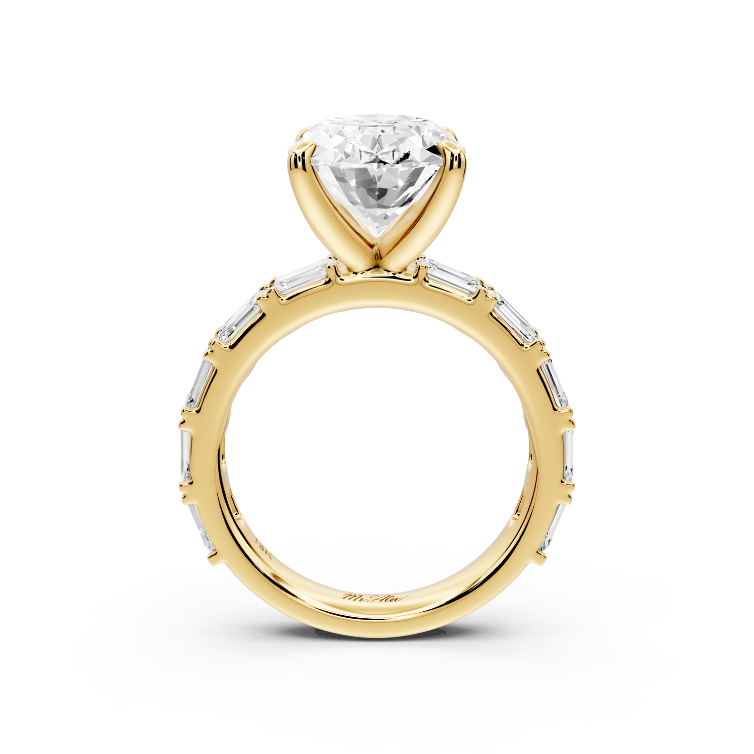 Nadia - 4ct 14k yellow gold oval diamond with east-west emerald cut accent stones engagement ring