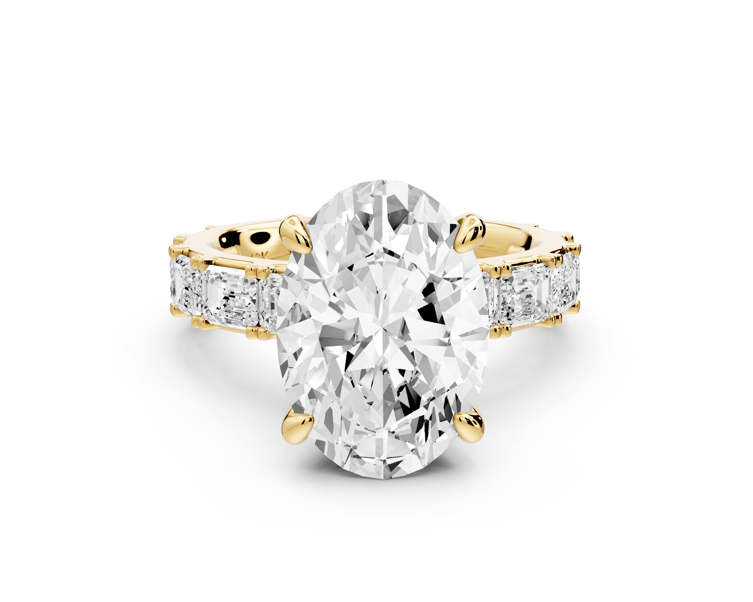 Nadia - 4ct 14k yellow gold oval diamond with east-west emerald cut accent stones engagement ring
