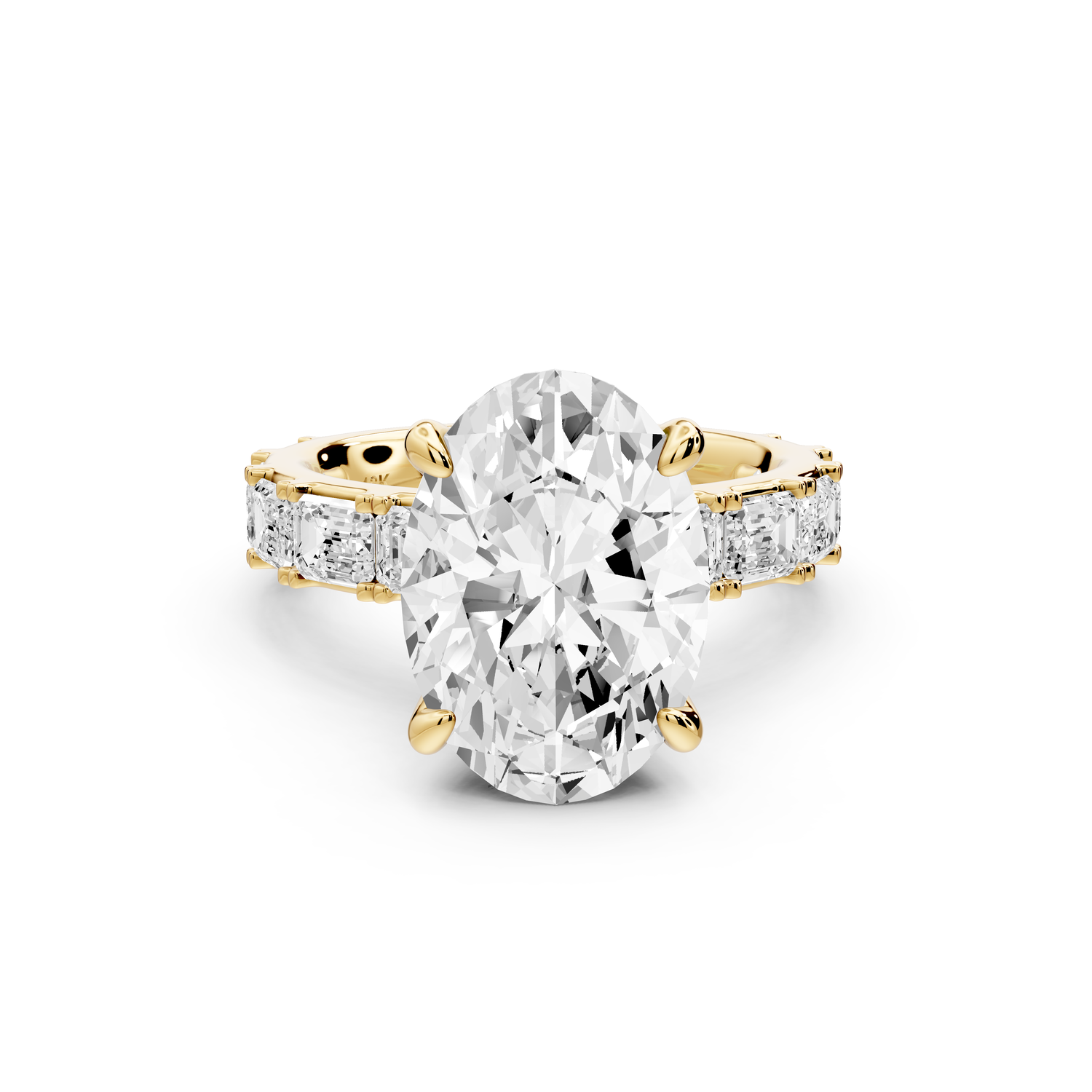 Nadia - 4ct 14k yellow gold oval diamond with east-west emerald cut accent stones engagement ring