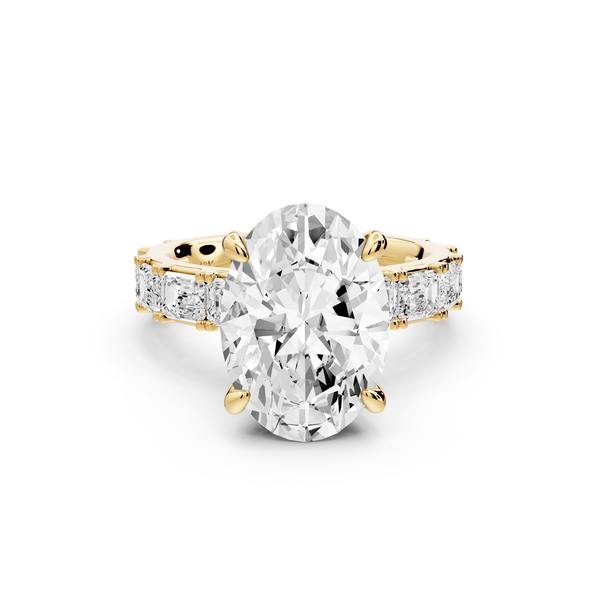 Nadia - 4ct 14k yellow gold oval diamond with east-west emerald cut accent stones engagement ring