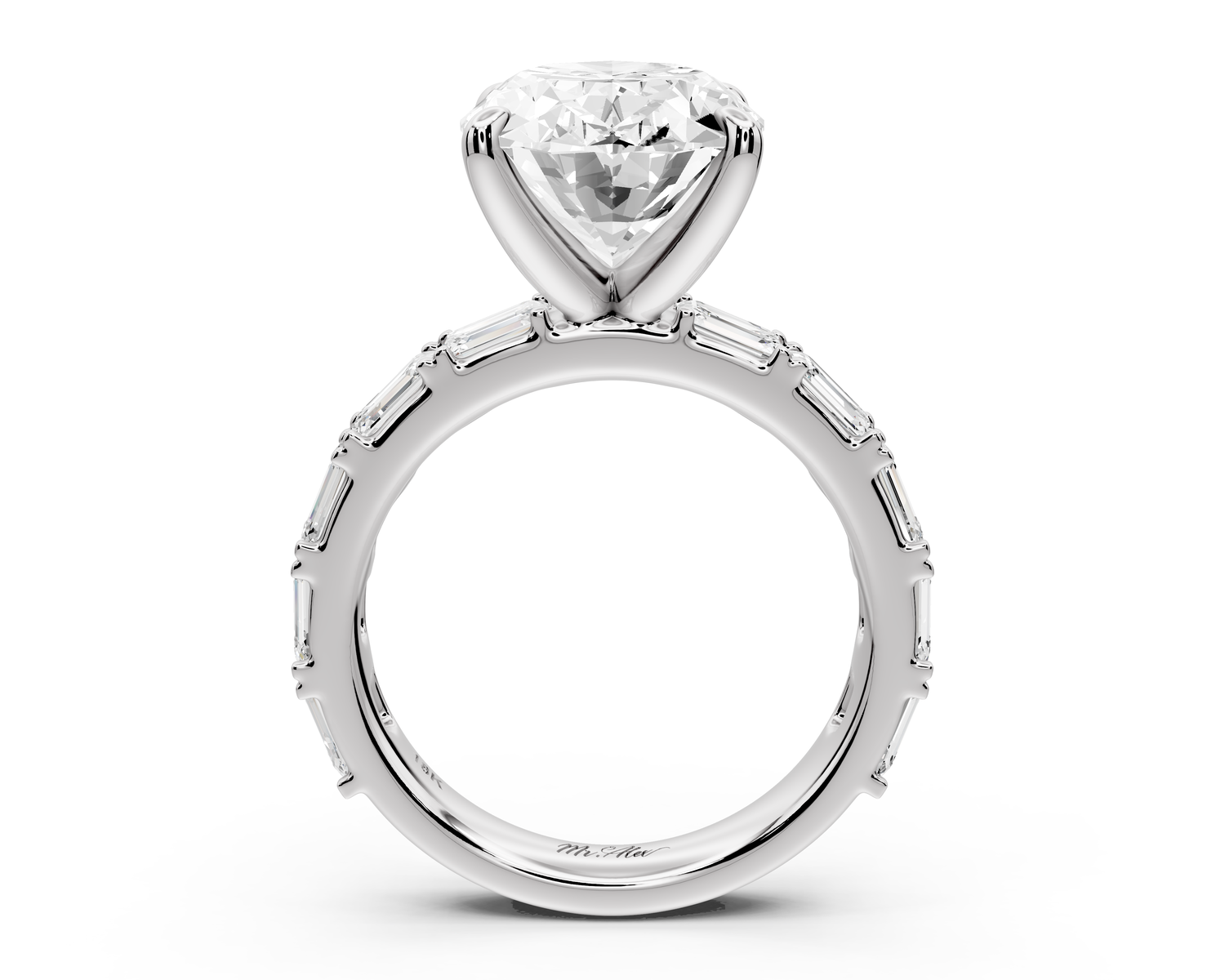 Nadia - 5ct 14k white gold oval diamond with east-west emerald cut accent stones engagement ring