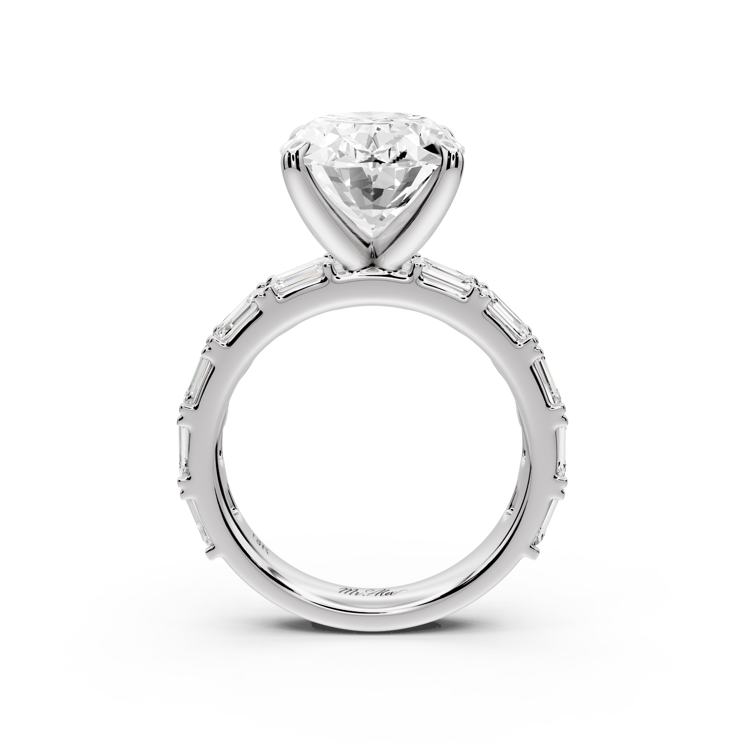 Nadia - 5ct 14k white gold oval diamond with east-west emerald cut accent stones engagement ring