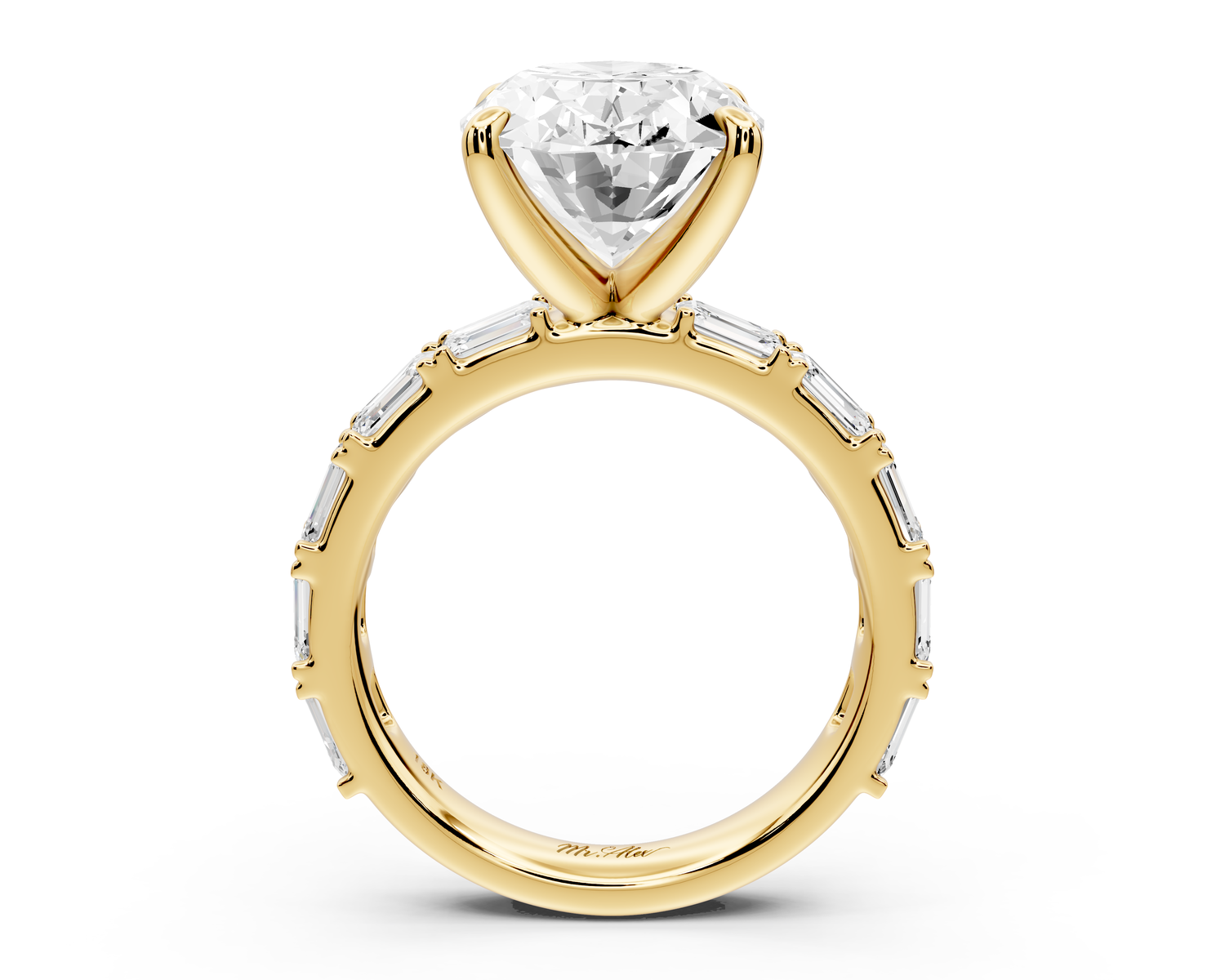 Nadia - 5ct 14k yellow gold oval diamond with east-west emerald cut accent stones engagement ring