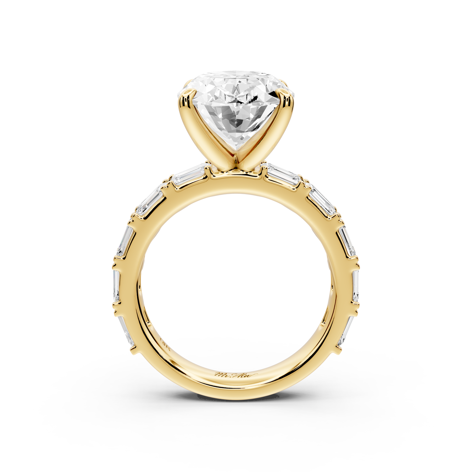 Nadia - 5ct 14k yellow gold oval diamond with east-west emerald cut accent stones engagement ring