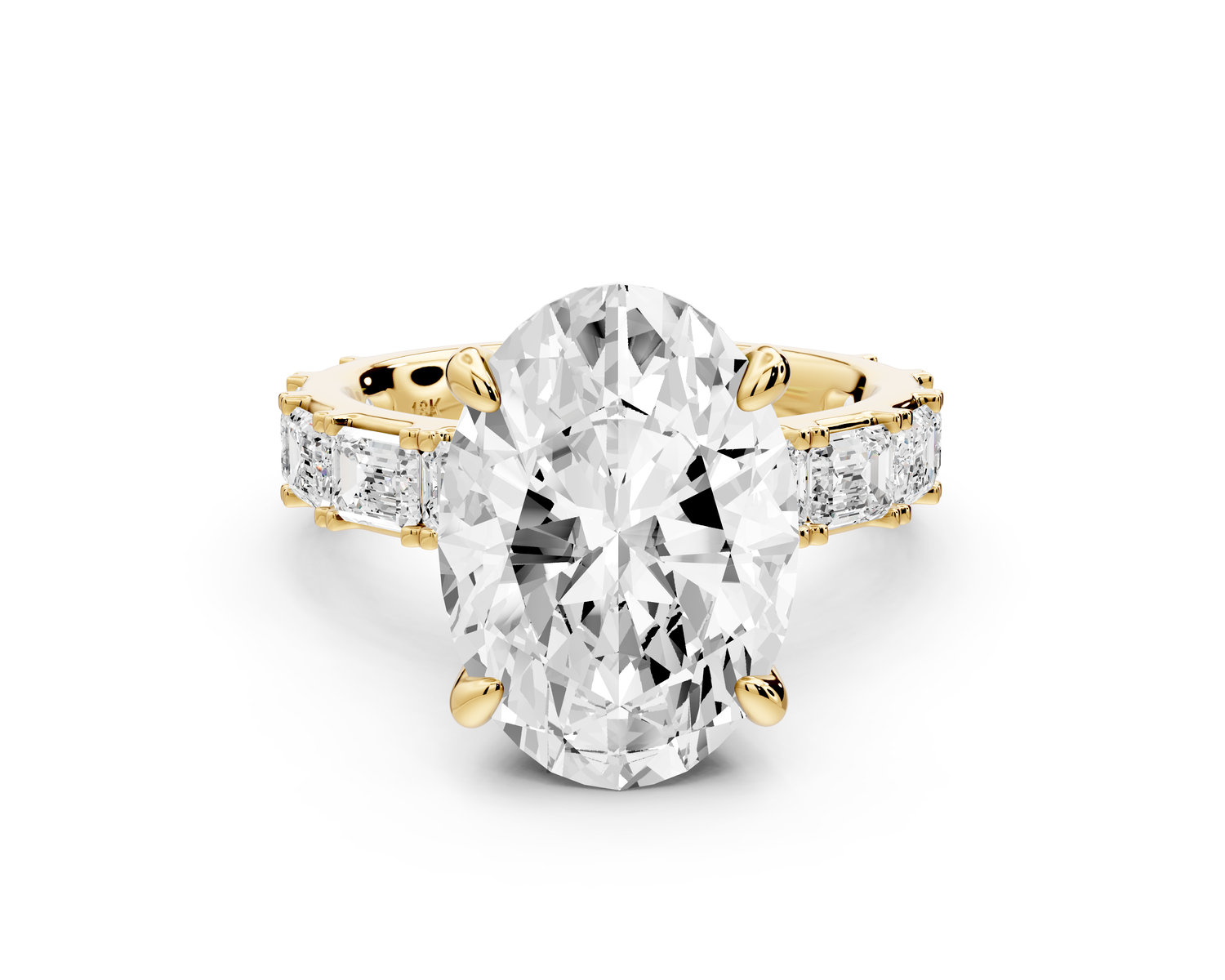 Nadia - 5ct 14k yellow gold oval diamond with east-west emerald cut accent stones engagement ring