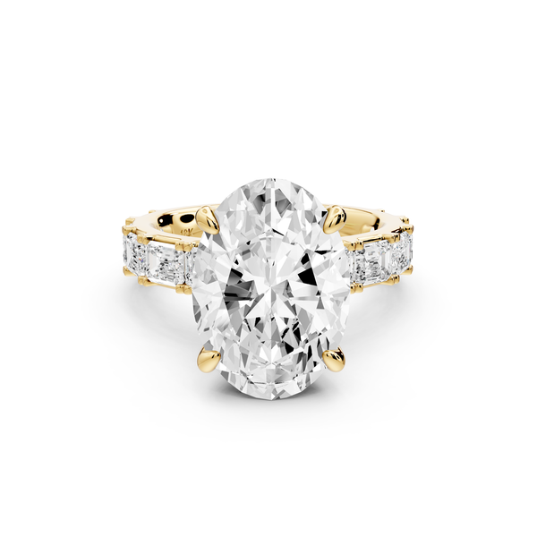 Nadia - 5ct 14k yellow gold oval diamond with east-west emerald cut accent stones engagement ring