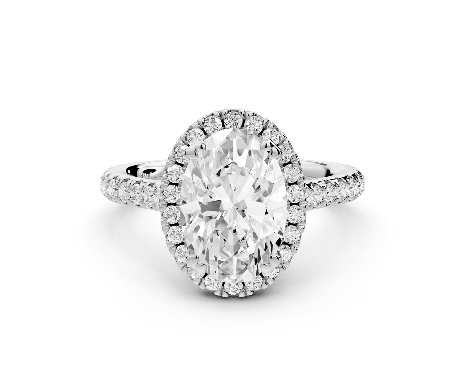 Marcella - 2ct 14k white gold oval halo double talon prong cathedral Pavé engagement ring