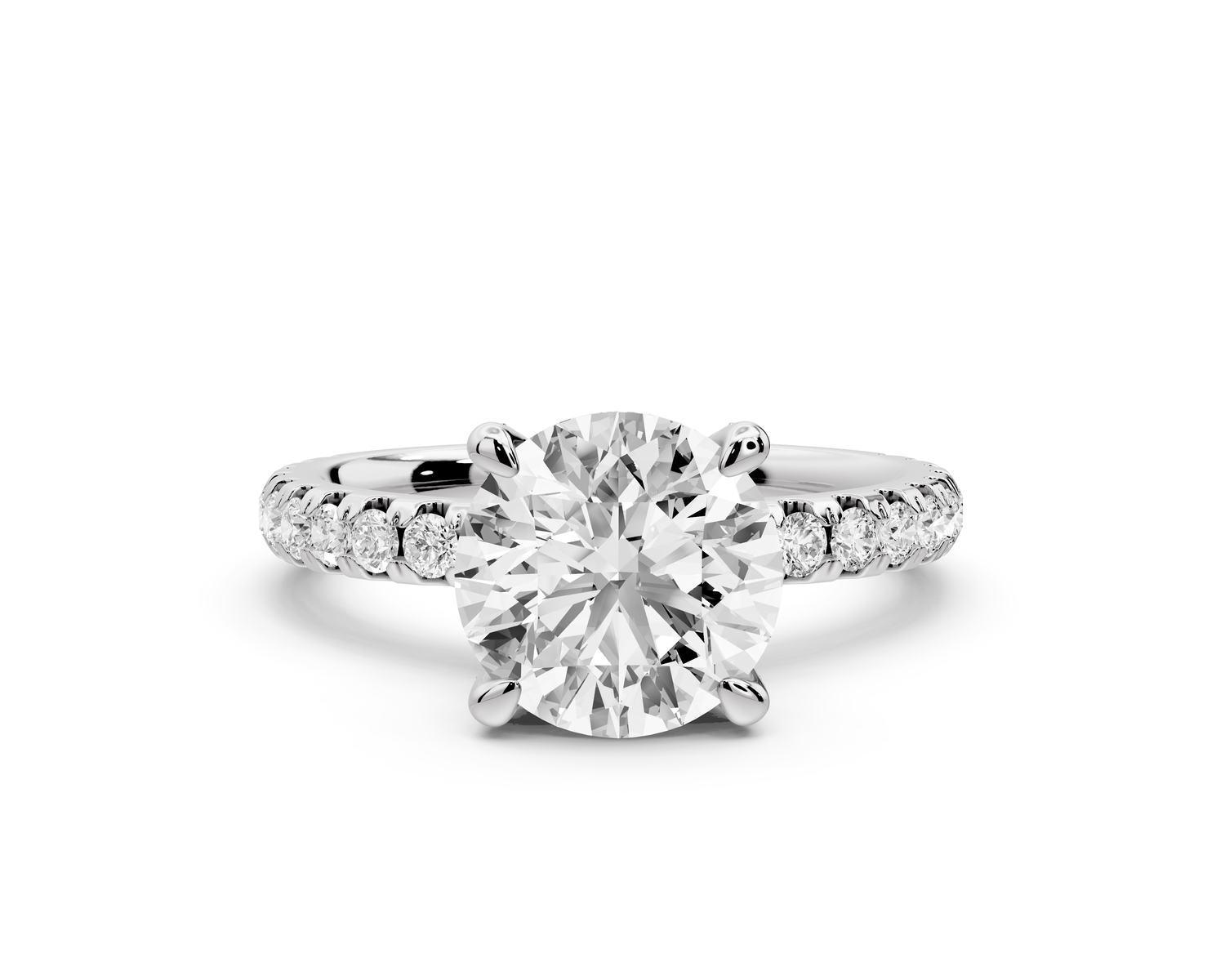 Jade - 2ct 14k white gold round hidden halo diamond crown and bridge Pavé engagement ring
