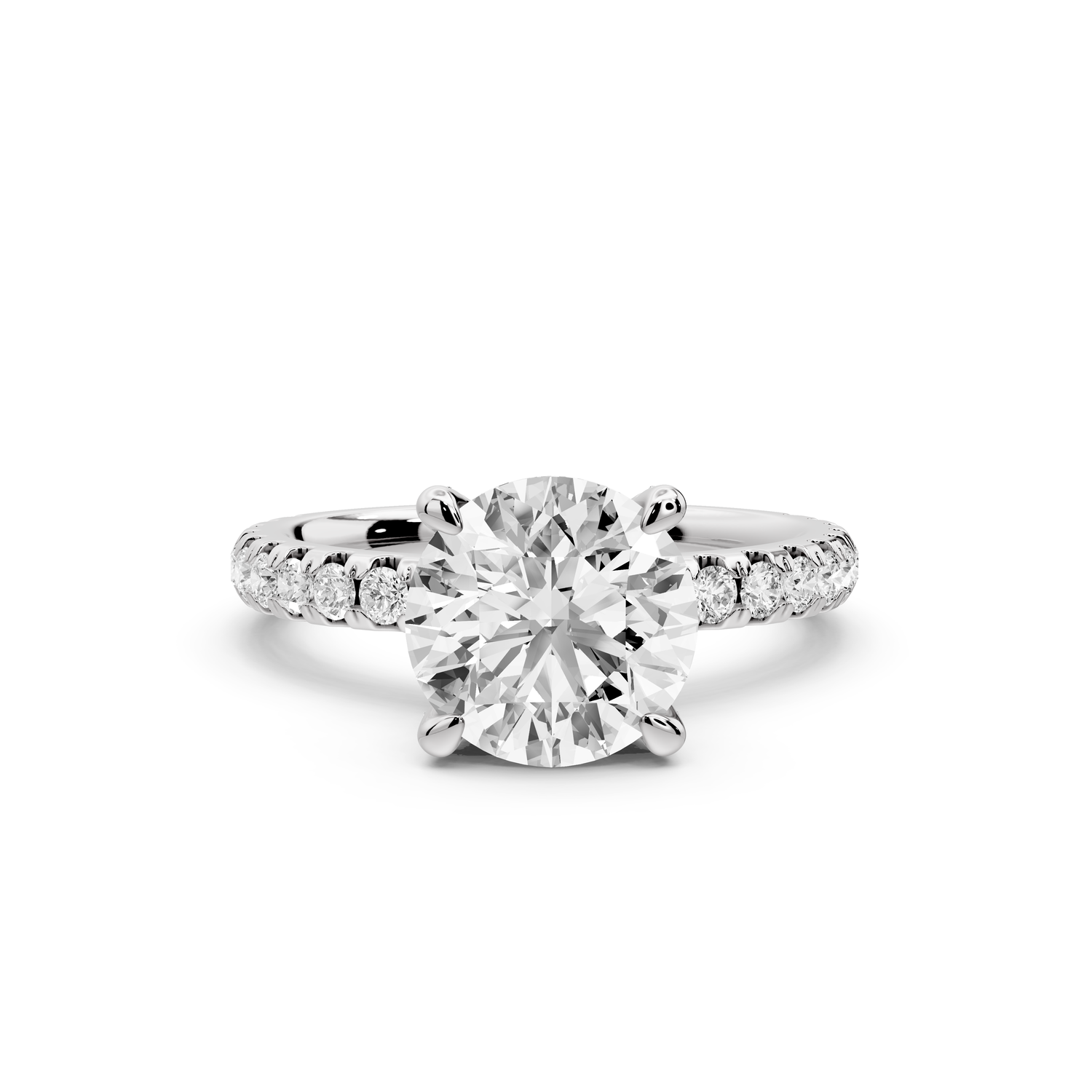 Jade - 2ct 14k white gold round hidden halo diamond crown and bridge Pavé engagement ring