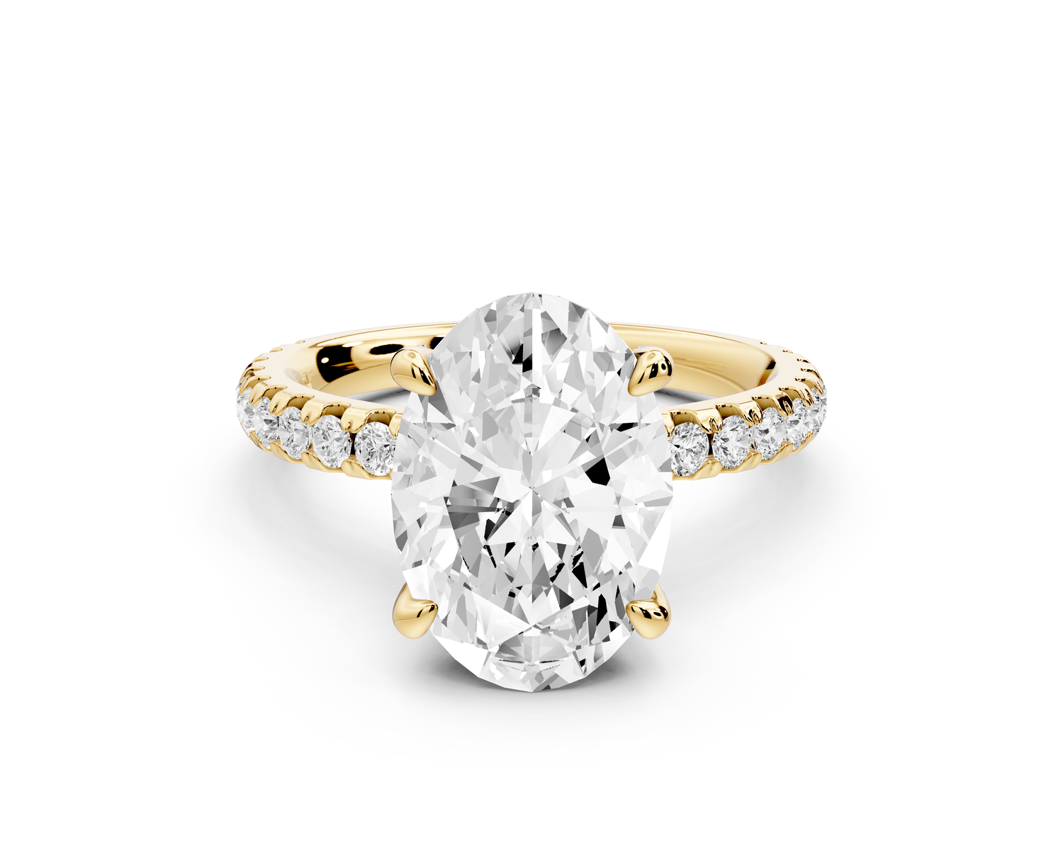 Jade - 3ct 14k yellow gold oval hidden halo diamond crown and bridge Pavé engagement ring