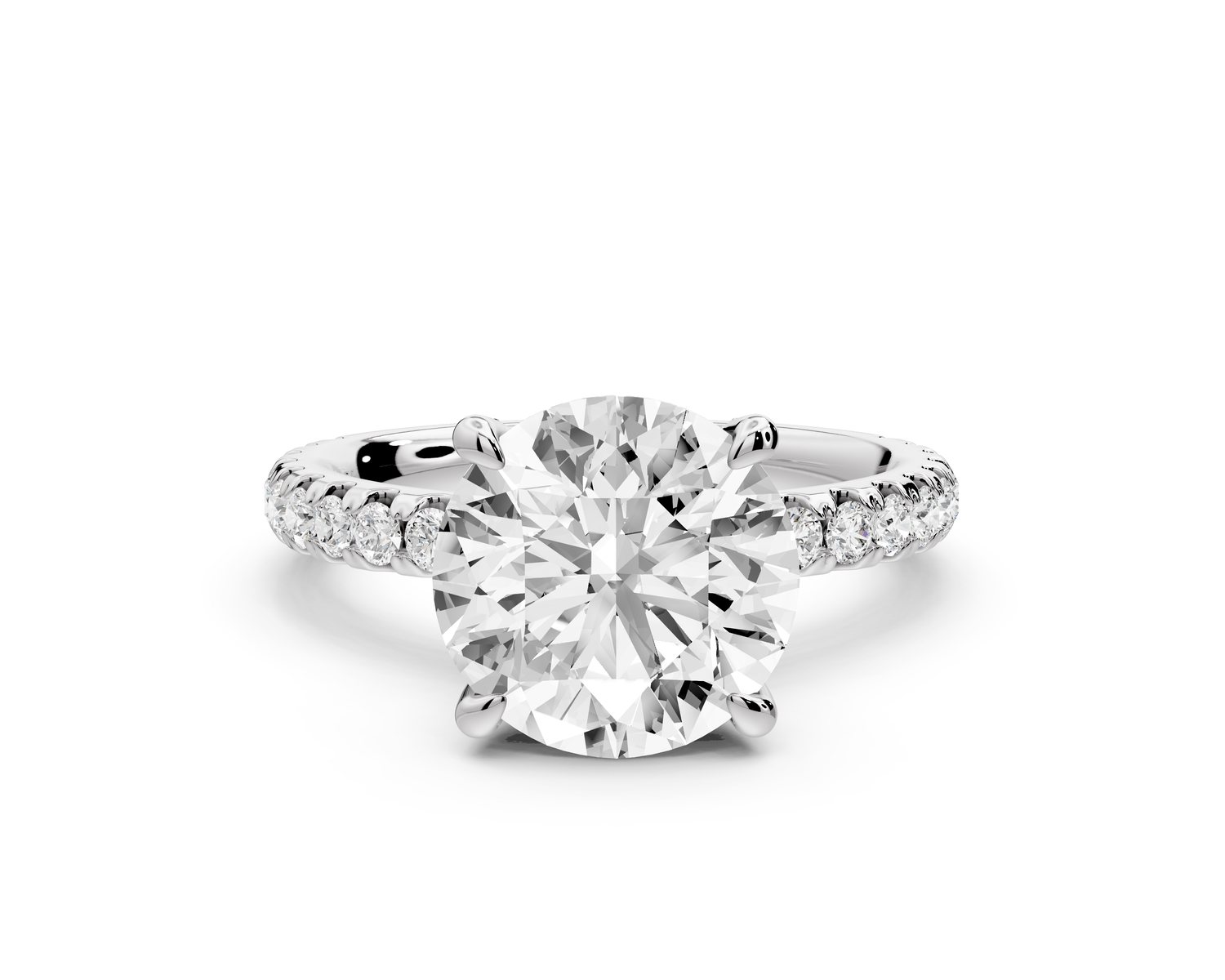 Jade - 3ct 14k white gold round hidden halo diamond crown and bridge Pavé engagement ring