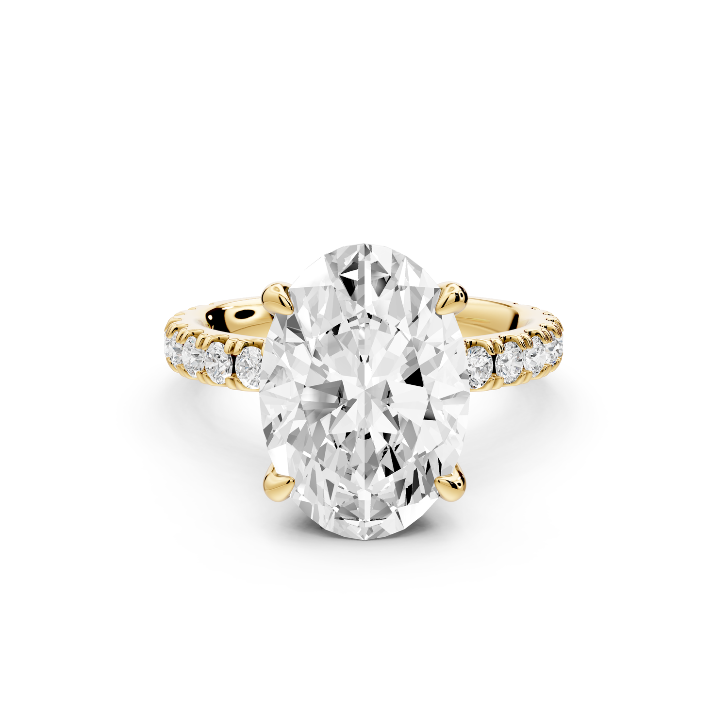 Jade - 4ct 14k yellow gold oval hidden halo diamond crown and bridge Pavé engagement ring