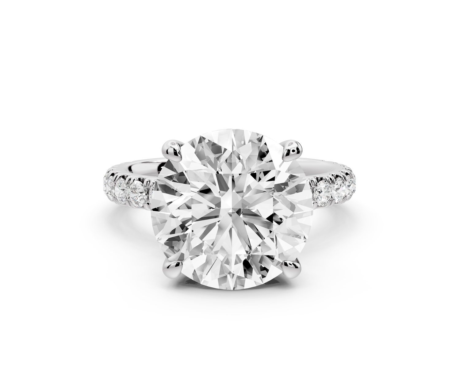 Jade - 5ct 14k white gold round hidden halo diamond crown and bridge Pavé engagement ring