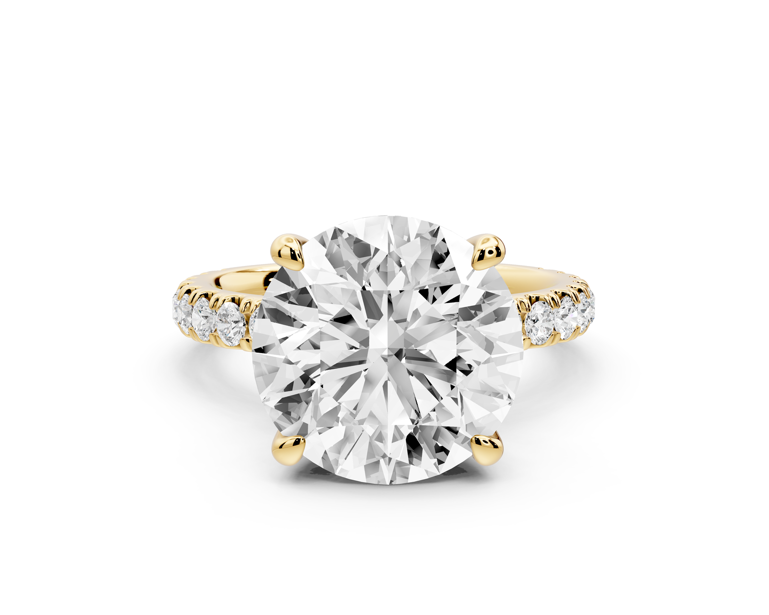 Jade - 5ct 14k yellow gold round hidden halo diamond crown and bridge Pavé engagement ring
