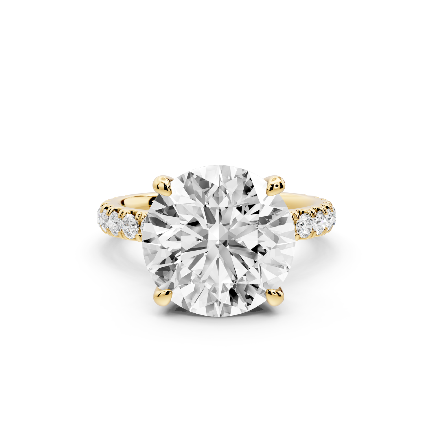 Jade - 5ct 14k yellow gold round hidden halo diamond crown and bridge Pavé engagement ring