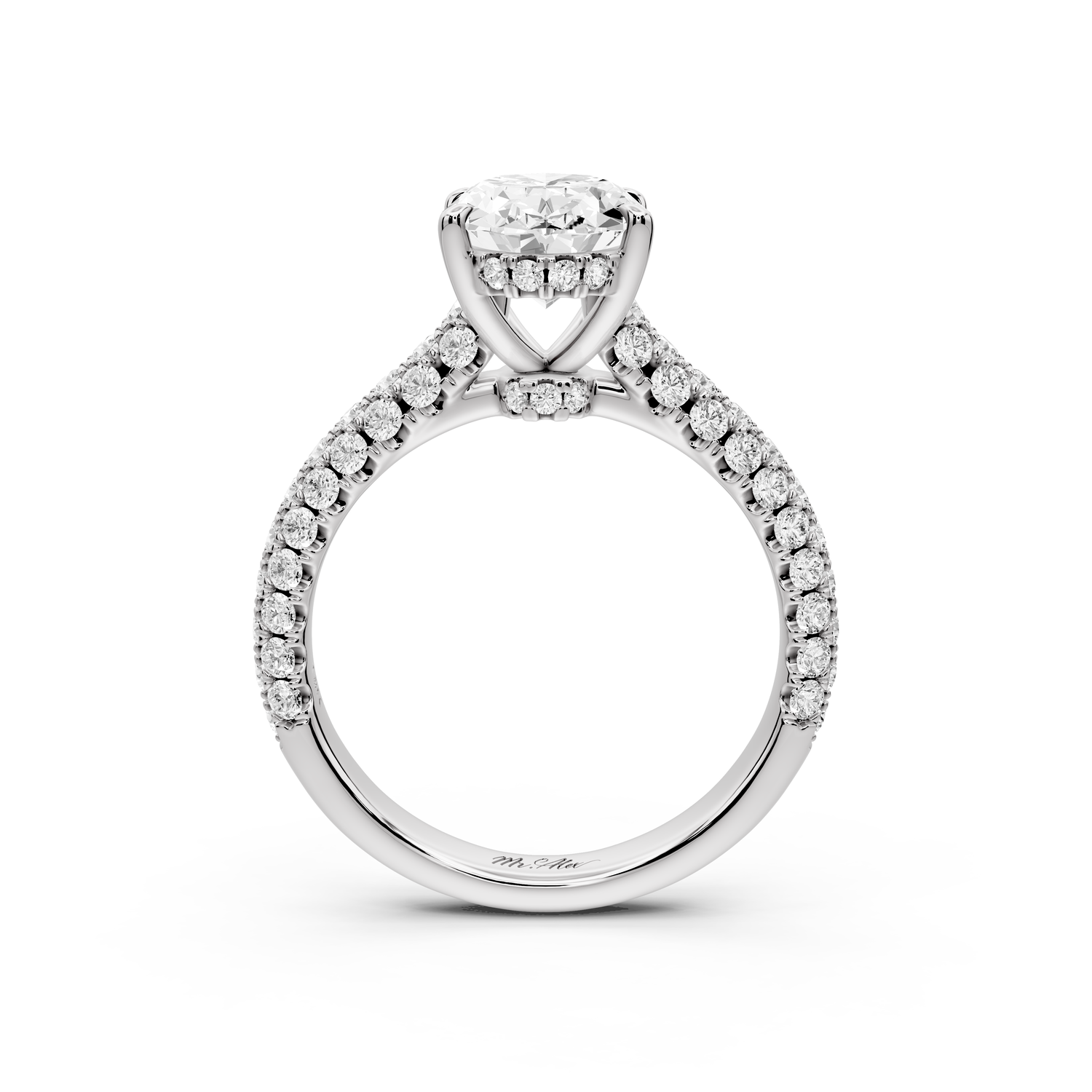 Amoria - 2ct 14k white gold oval Diamond Engagement Ring with Pavé Band & Hidden Halo