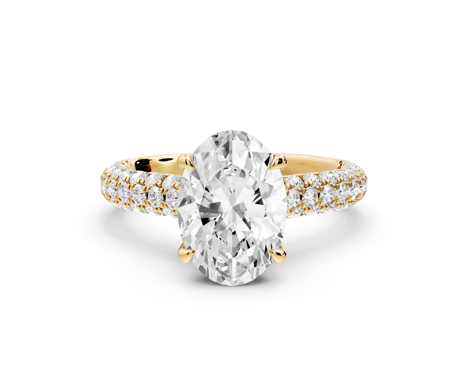 Amoria - 2ct 14k yellow gold oval Diamond Engagement Ring with Pavé Band & Hidden Halo