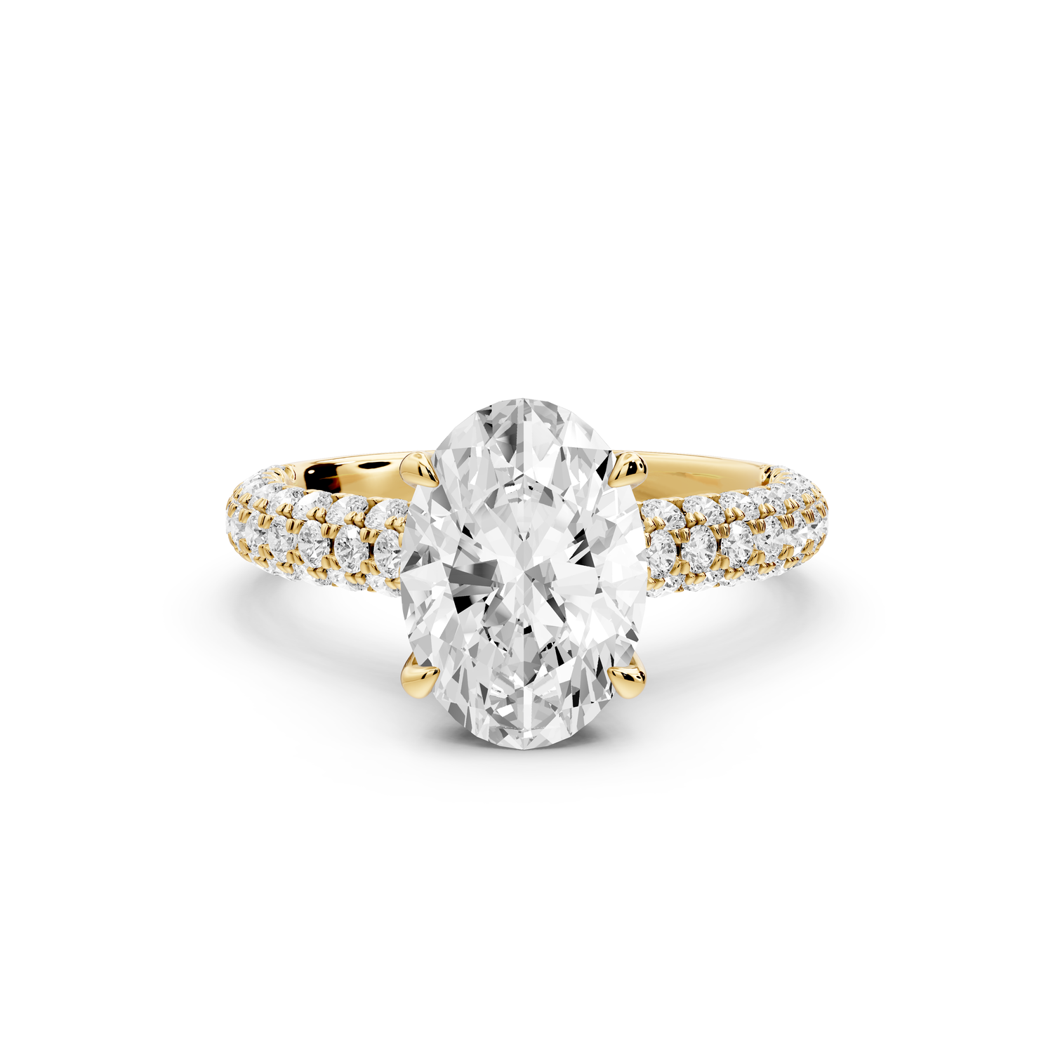 Amoria - 2ct 14k yellow gold oval Diamond Engagement Ring with Pavé Band & Hidden Halo