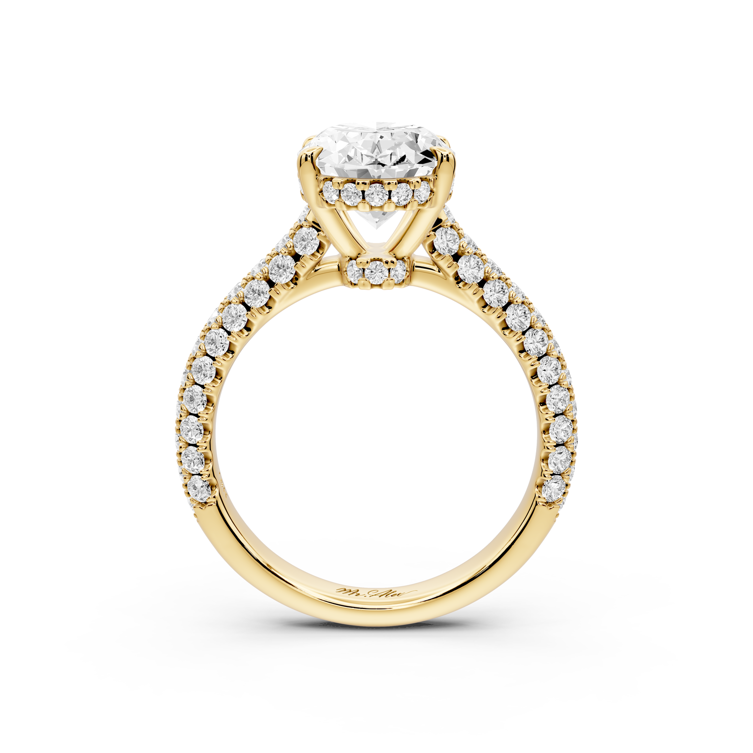 Amoria - 3ct 14k yellow gold oval Diamond Engagement Ring with Pavé Band & Hidden Halo