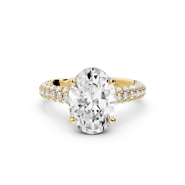 Amoria - 3ct 14k yellow gold oval Diamond Engagement Ring with Pavé Band & Hidden Halo