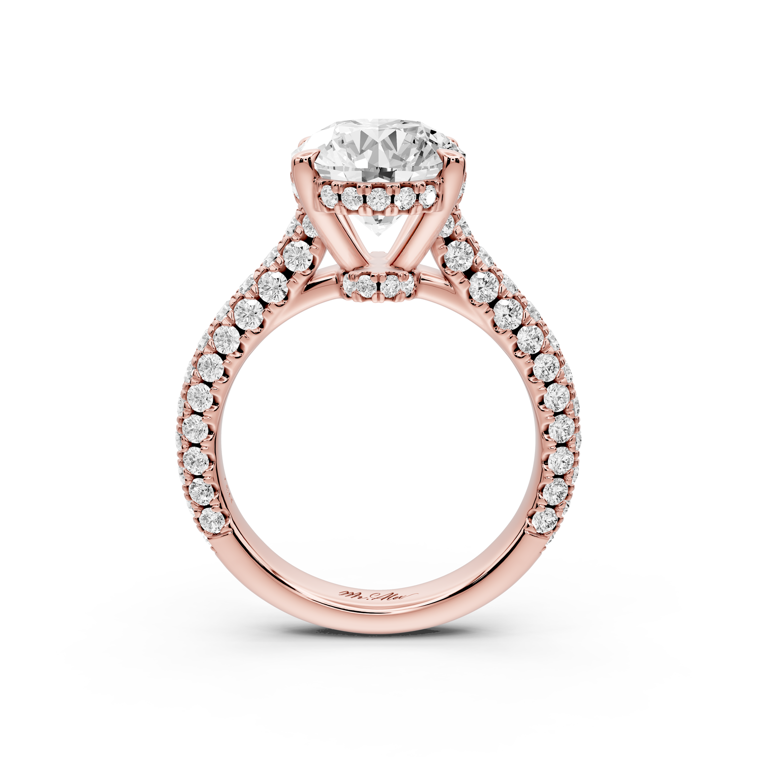 Amoria - 4ct 14k rose gold oval Diamond Engagement Ring with Pavé Band & Hidden Halo