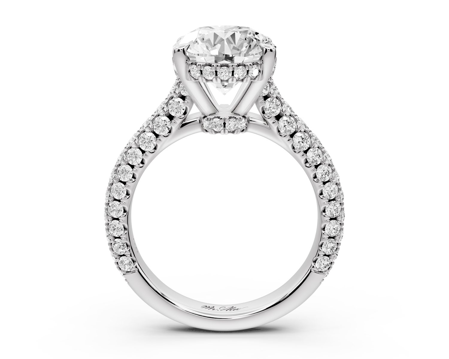 Amoria - 4ct 14k white gold oval Diamond Engagement Ring with Pavé Band & Hidden Halo