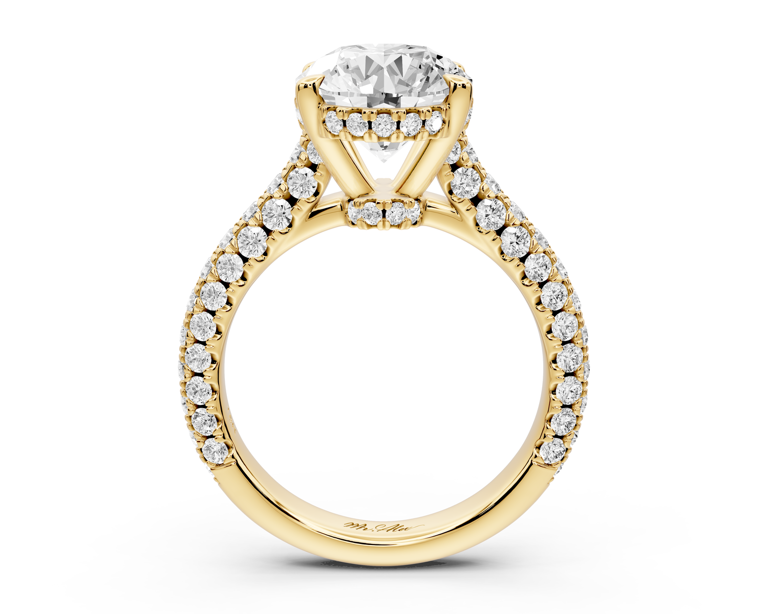 Amoria - 4ct 14k yellow gold oval Diamond Engagement Ring with Pavé Band & Hidden Halo