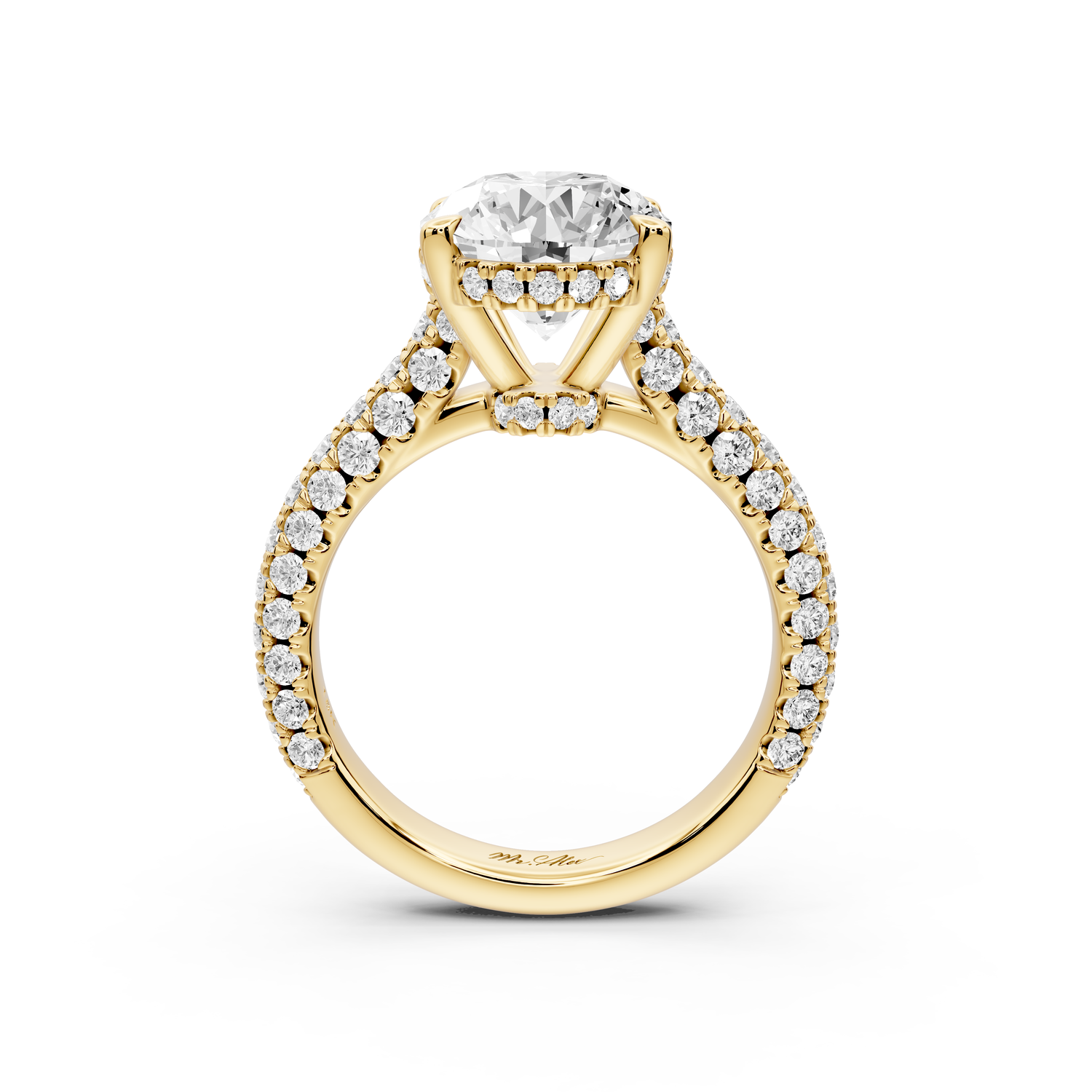 Amoria - 4ct 14k yellow gold oval Diamond Engagement Ring with Pavé Band & Hidden Halo