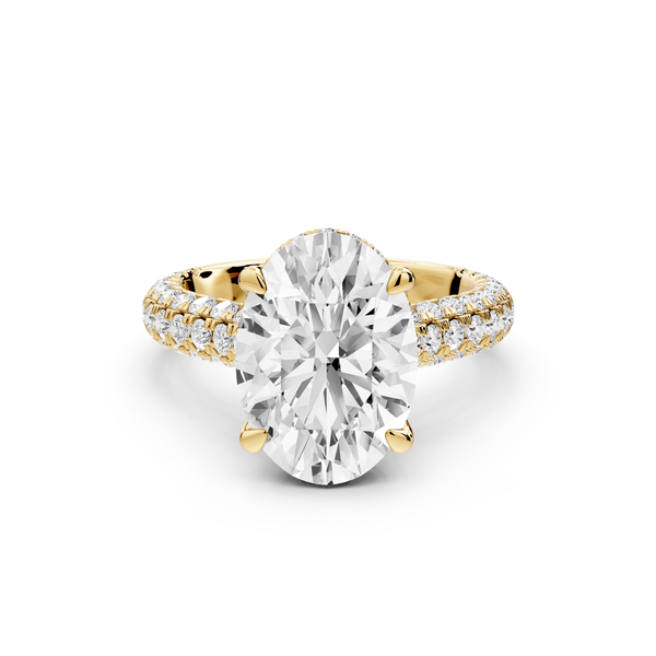 Amoria - 4ct 14k yellow gold oval Diamond Engagement Ring with Pavé Band & Hidden Halo