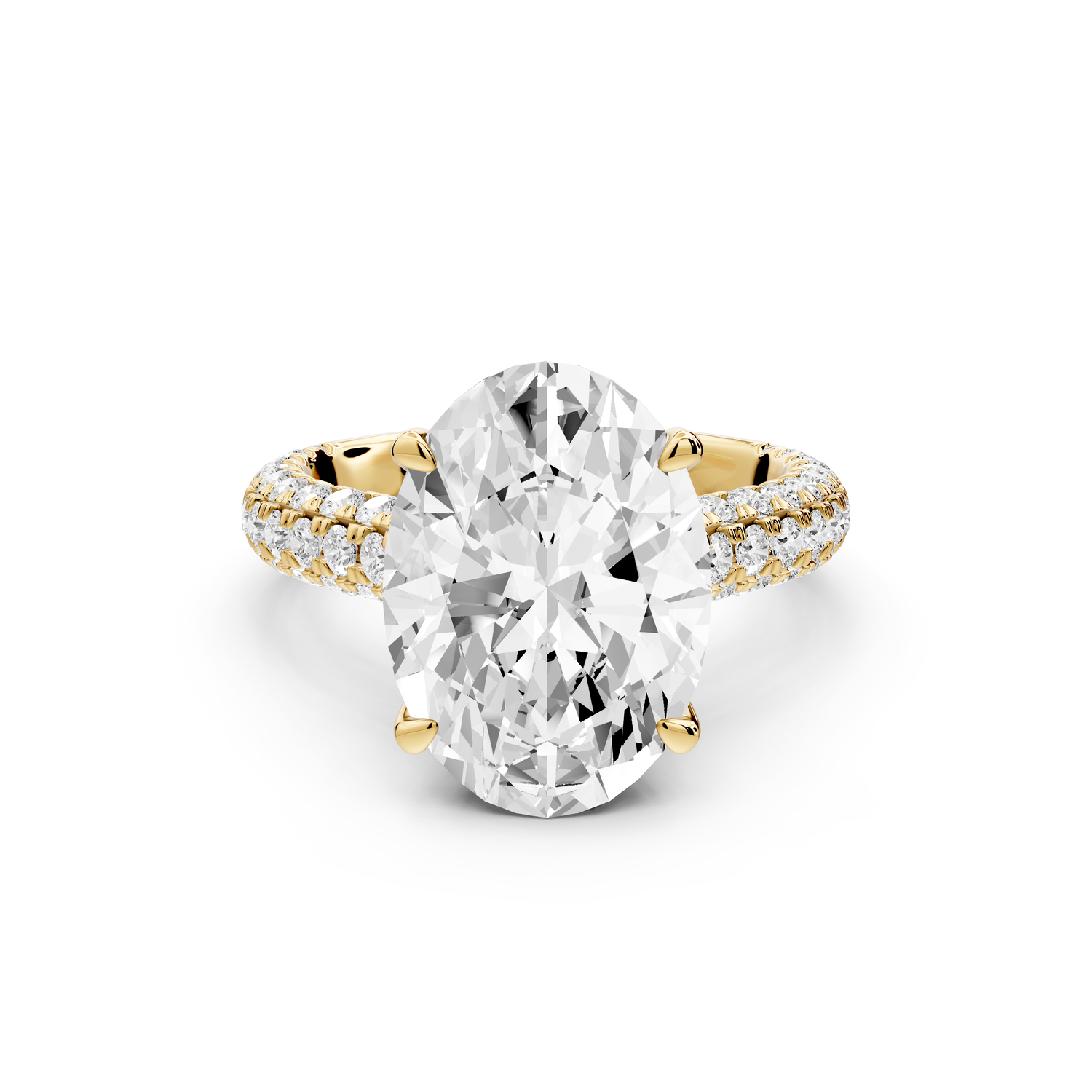 Amoria - 5ct 14k yellow gold oval Diamond Engagement Ring with Pavé Band & Hidden Halo