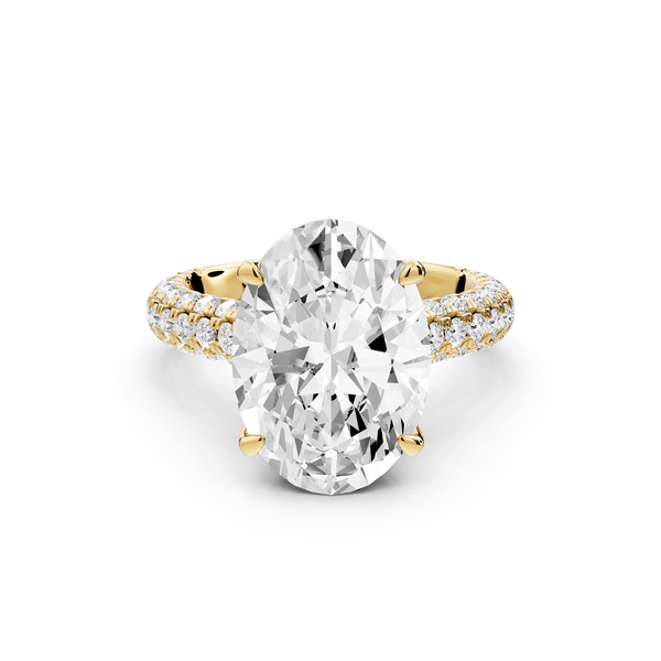 Amoria - 5ct 14k yellow gold oval Diamond Engagement Ring with Pavé Band & Hidden Halo