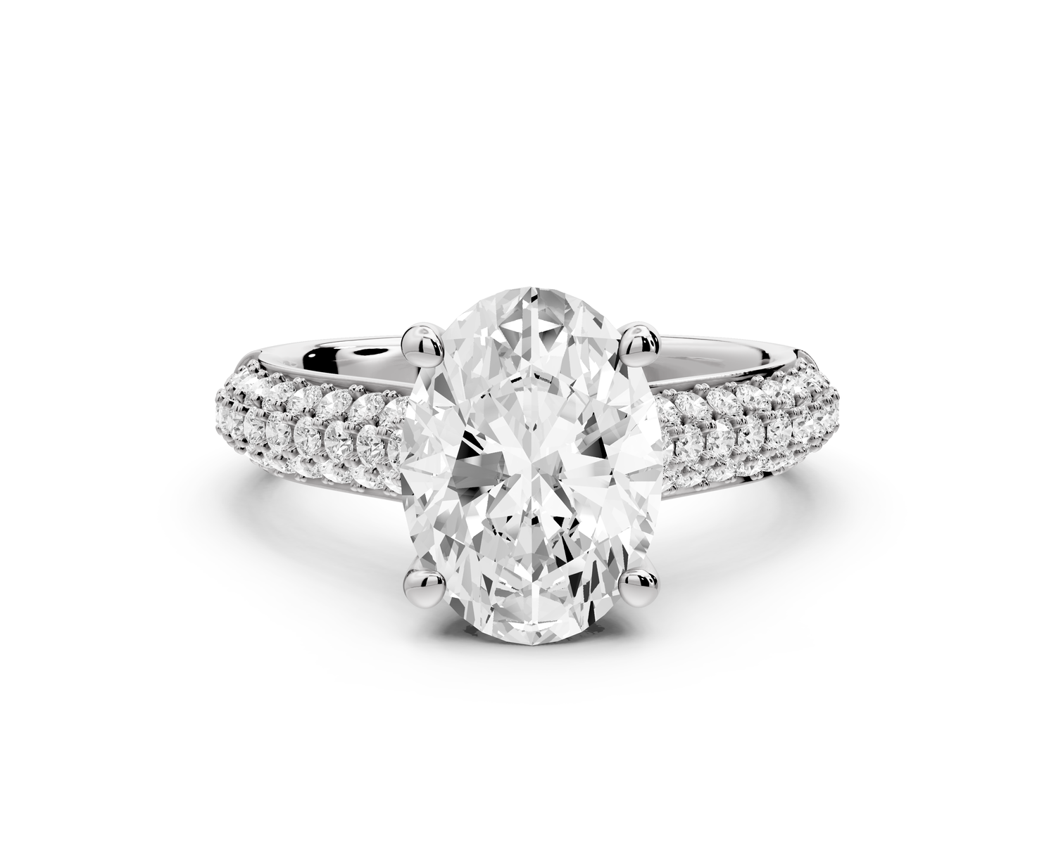 Camille - 2ct 14k white gold oval Diamond hidden halo rollover pave cathedral Engagement ring