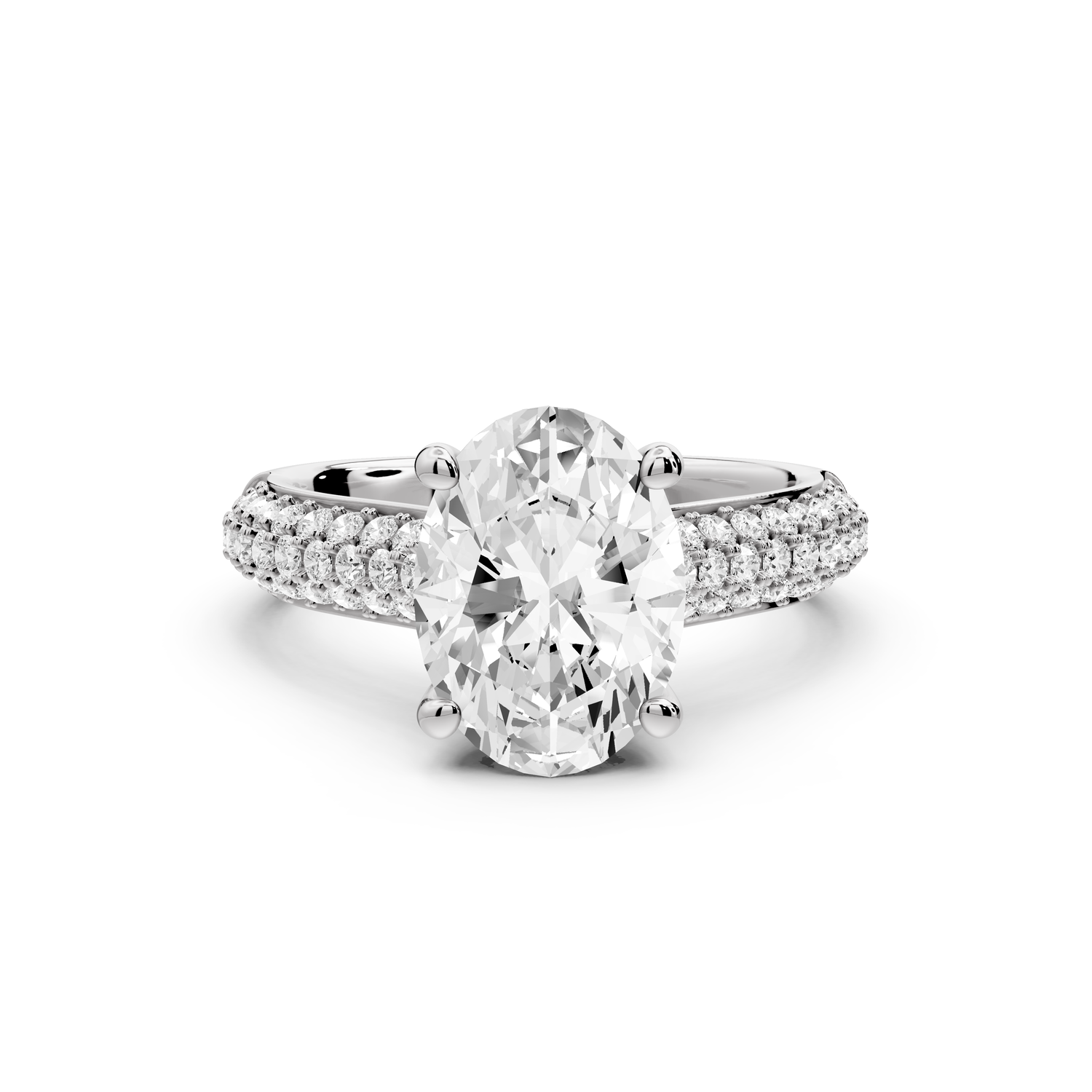 Camille - 2ct 14k white gold oval Diamond hidden halo rollover pave cathedral Engagement ring