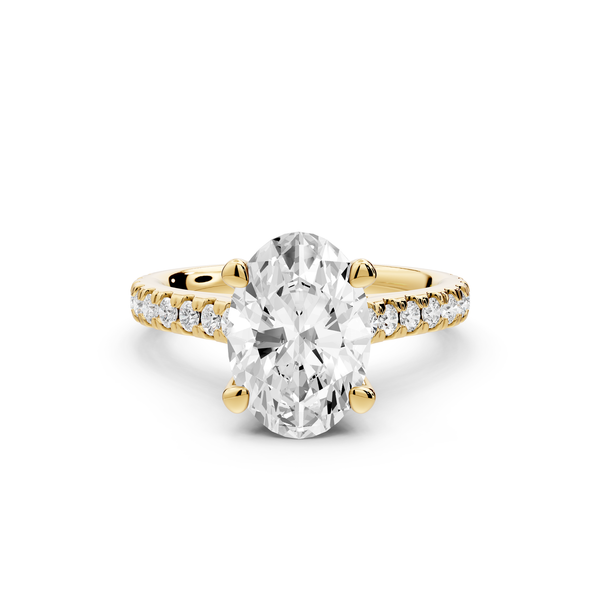 Odette - 2ct 14k yellow gold oval Diamond Engagement Ring with Pavé Band & Hidden Halo