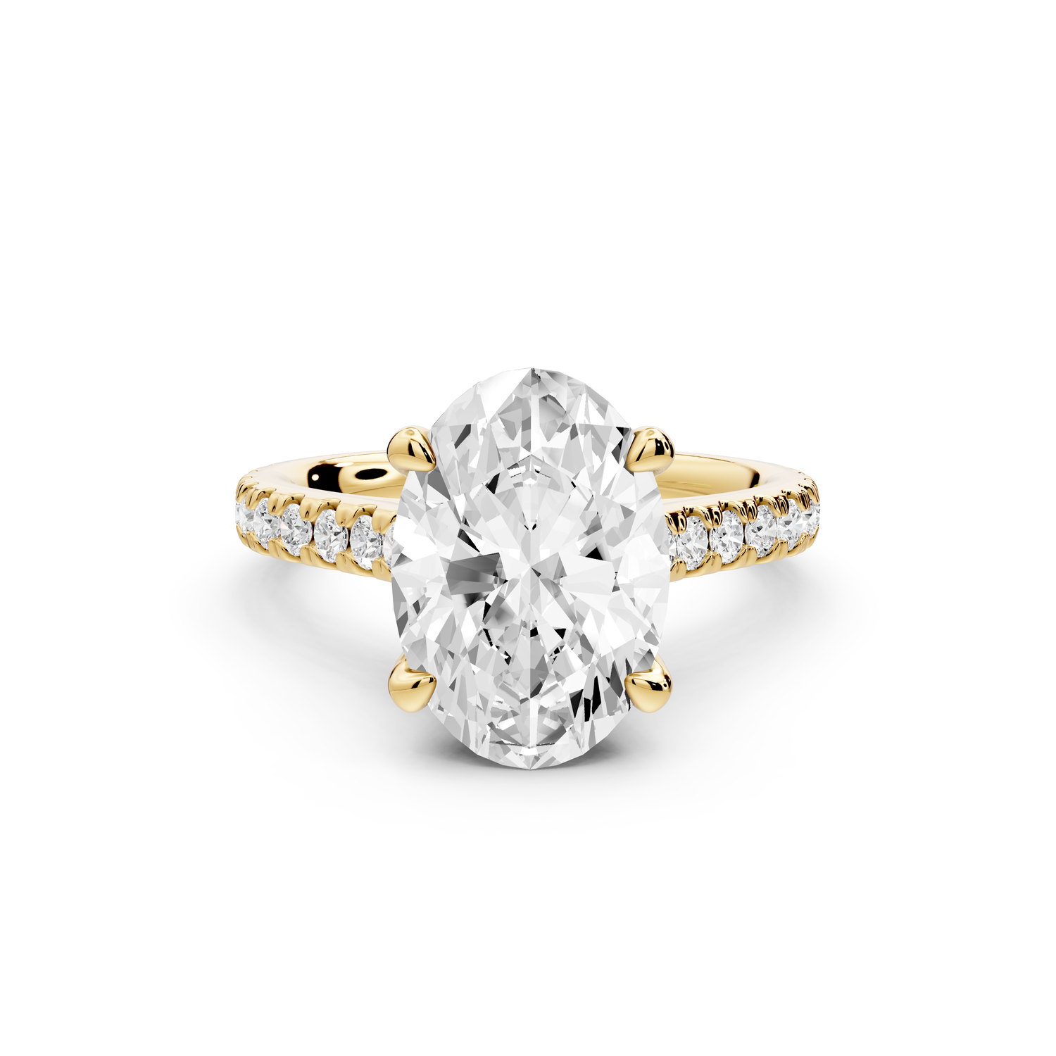 Odette - 3ct 14k yellow gold oval Diamond Engagement Ring with Pavé Band & Hidden Halo