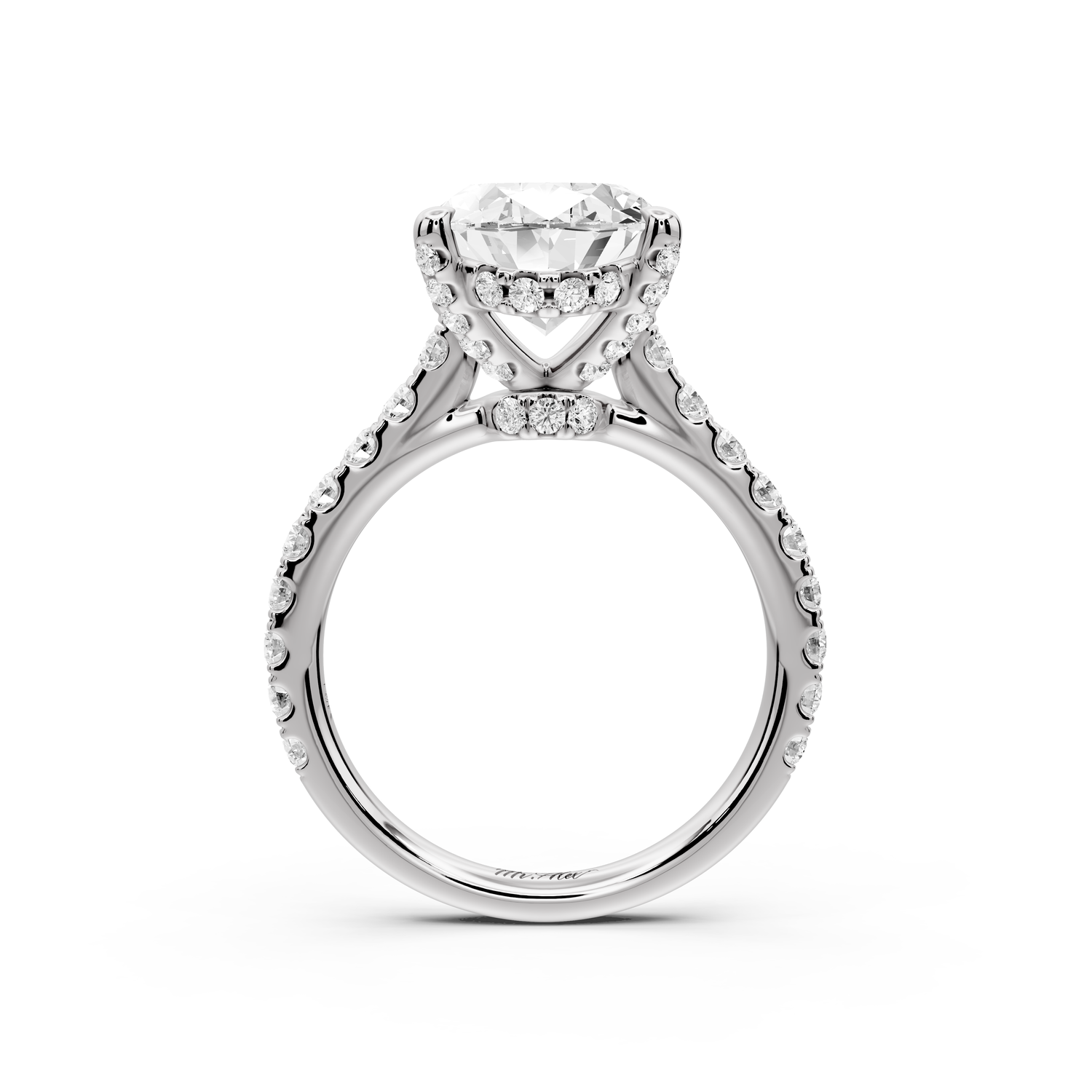 Odette - 4ct 14k white gold oval Diamond Engagement Ring with Pavé Band & Hidden Halo