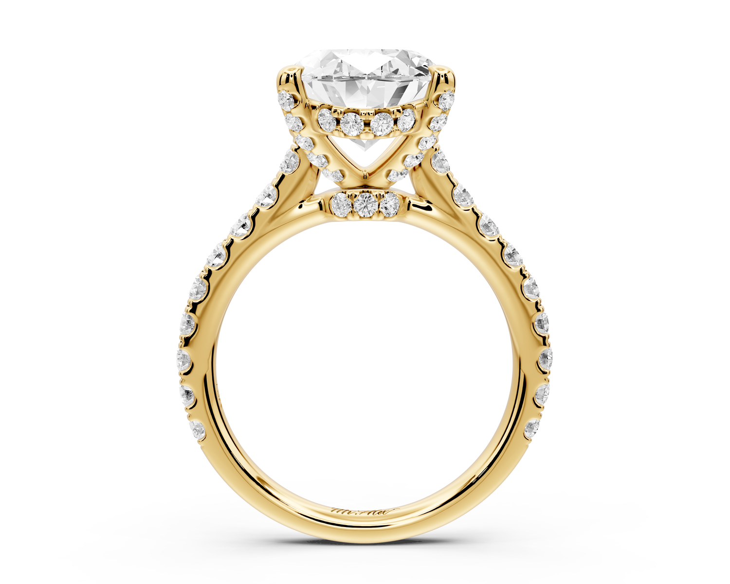 Odette - 4ct 14k yellow gold oval Diamond Engagement Ring with Pavé Band & Hidden Halo