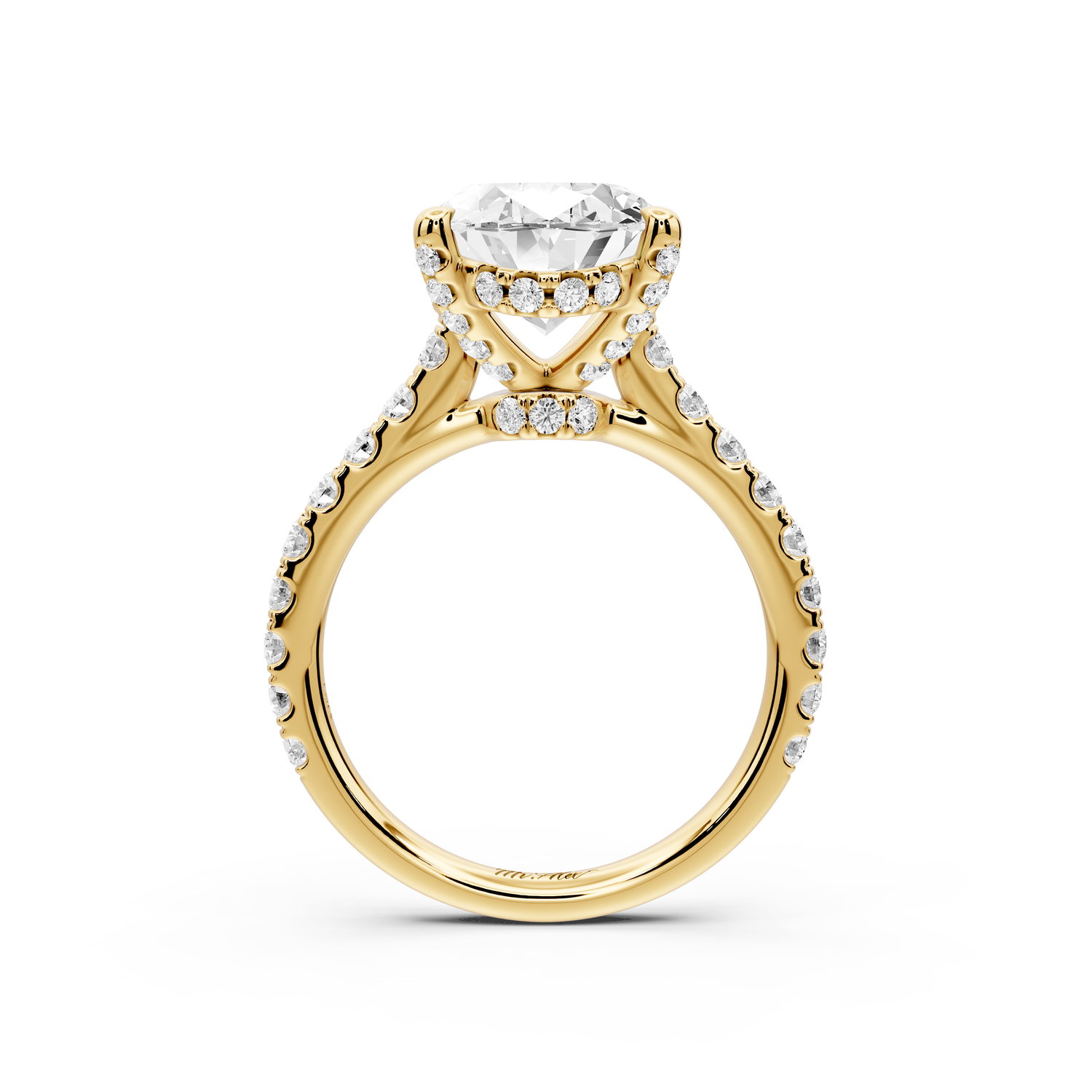 Odette - 4ct 14k yellow gold oval Diamond Engagement Ring with Pavé Band & Hidden Halo