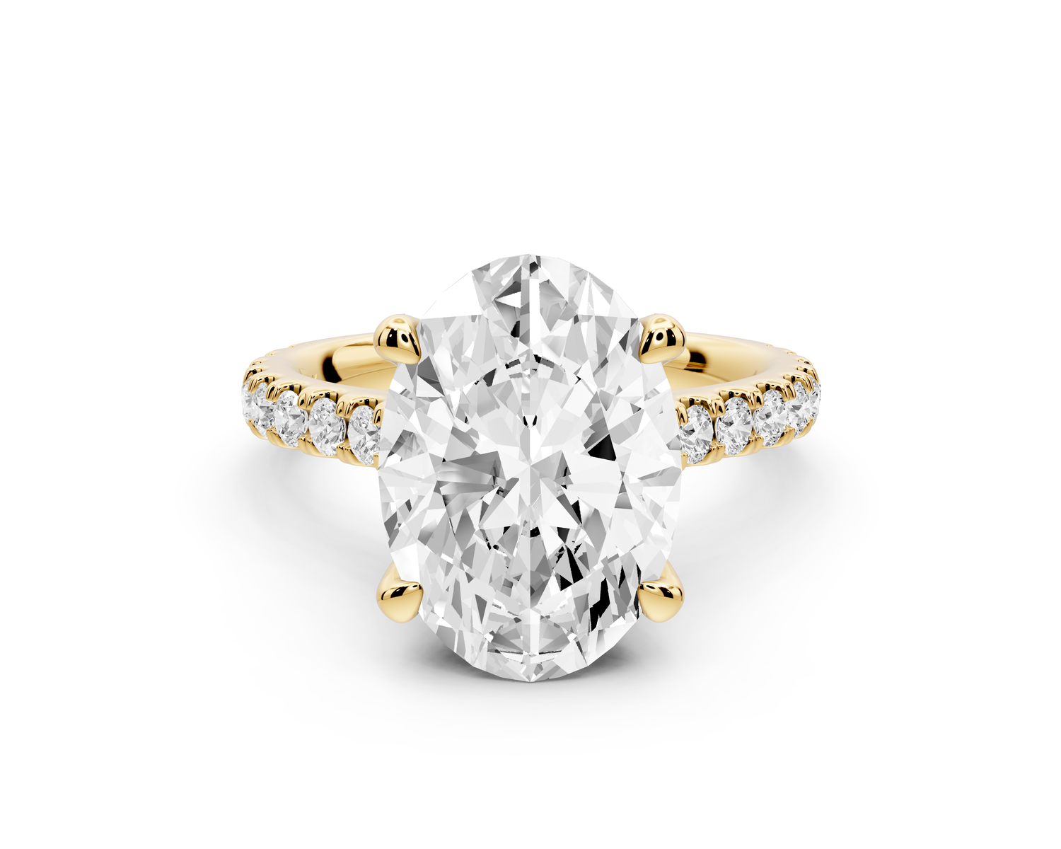 Odette - 4ct 14k yellow gold oval Diamond Engagement Ring with Pavé Band & Hidden Halo