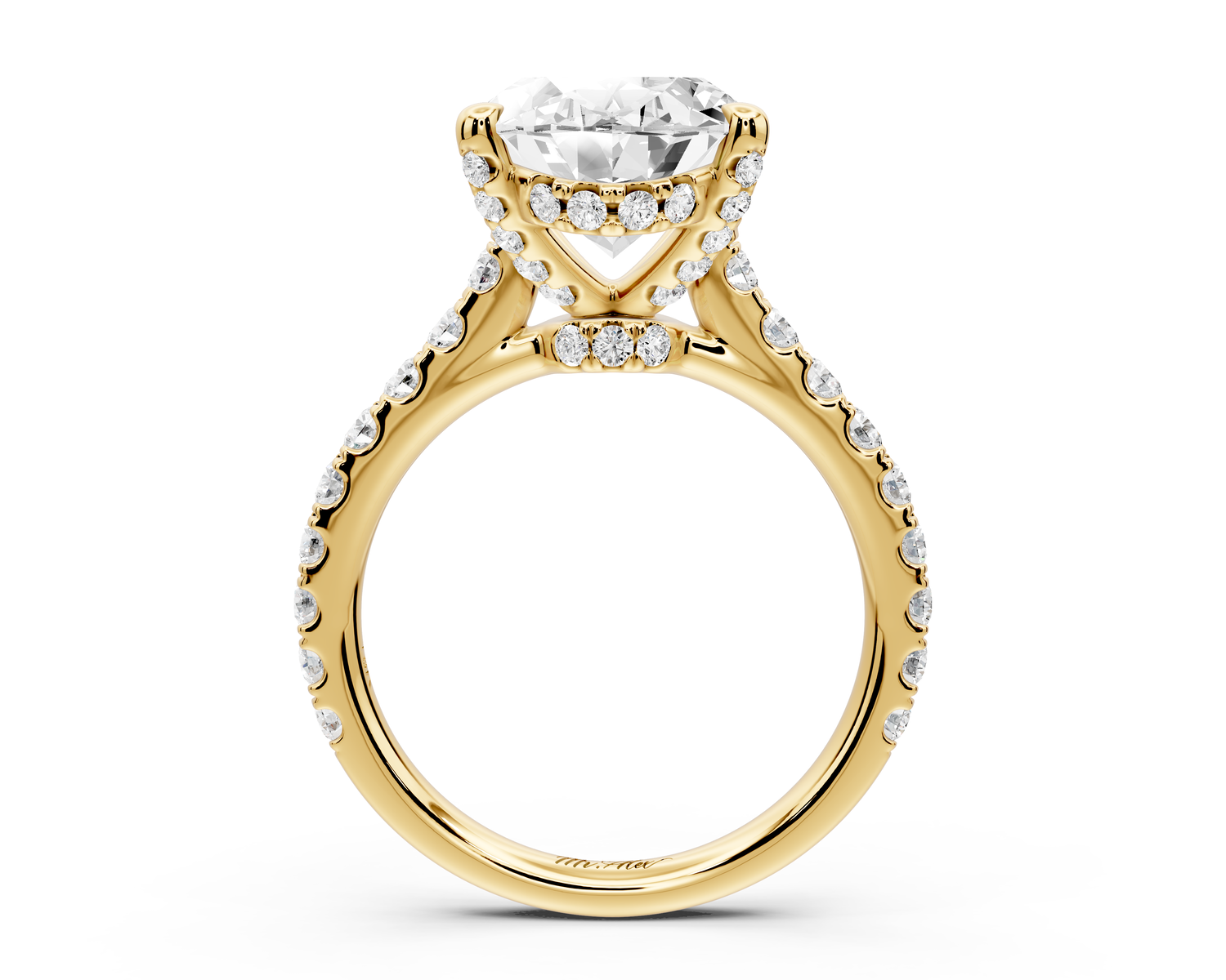 Odette - 5ct 14k yellow gold oval Diamond Engagement Ring with Pavé Band & Hidden Halo