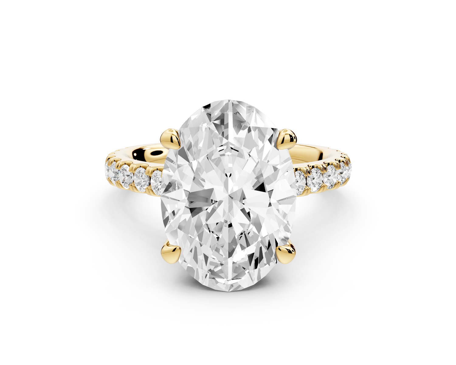 Odette - 5ct 14k yellow gold oval Diamond Engagement Ring with Pavé Band & Hidden Halo