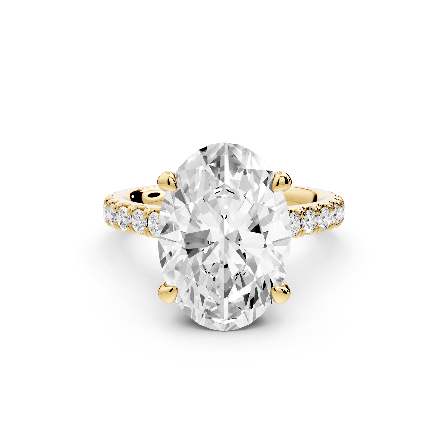 Odette - 5ct 14k yellow gold oval Diamond Engagement Ring with Pavé Band & Hidden Halo
