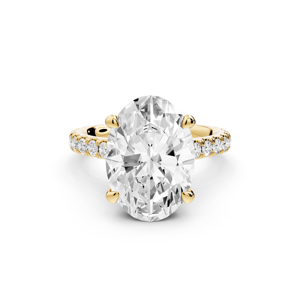 Odette - 5ct 14k yellow gold oval Diamond Engagement Ring with Pavé Band & Hidden Halo