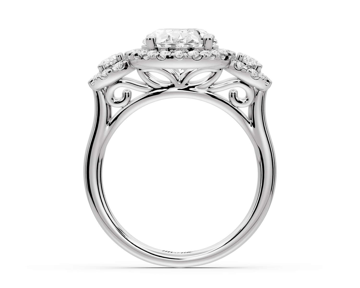 Iris - 3ct 14k white gold Three stone oval Halo engagement ring