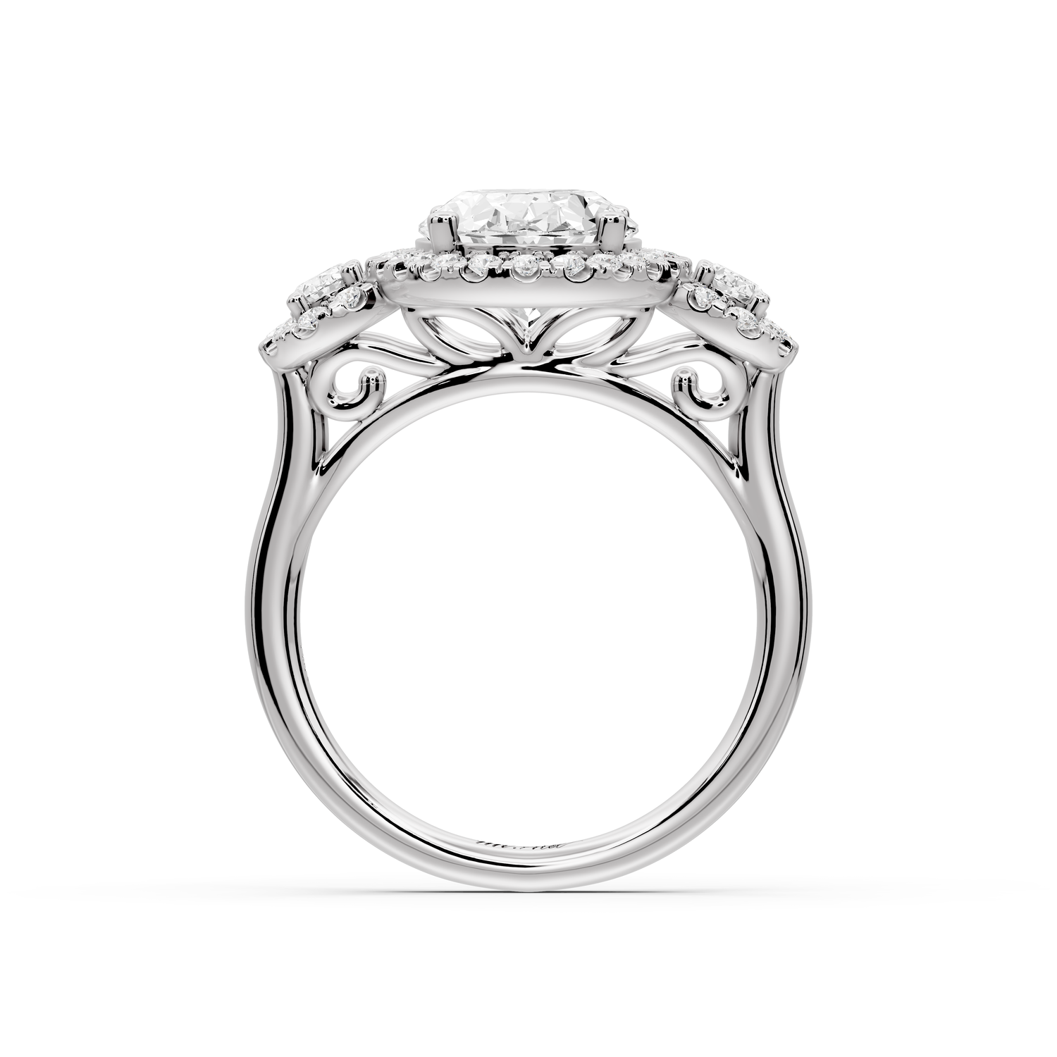 Iris - 3ct 14k white gold Three stone oval Halo engagement ring